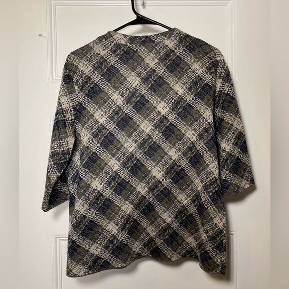 Anthropologie Troubadour Plaid Floral Petal Detail Mock Neck Sweater Small - Picture 7 of 9